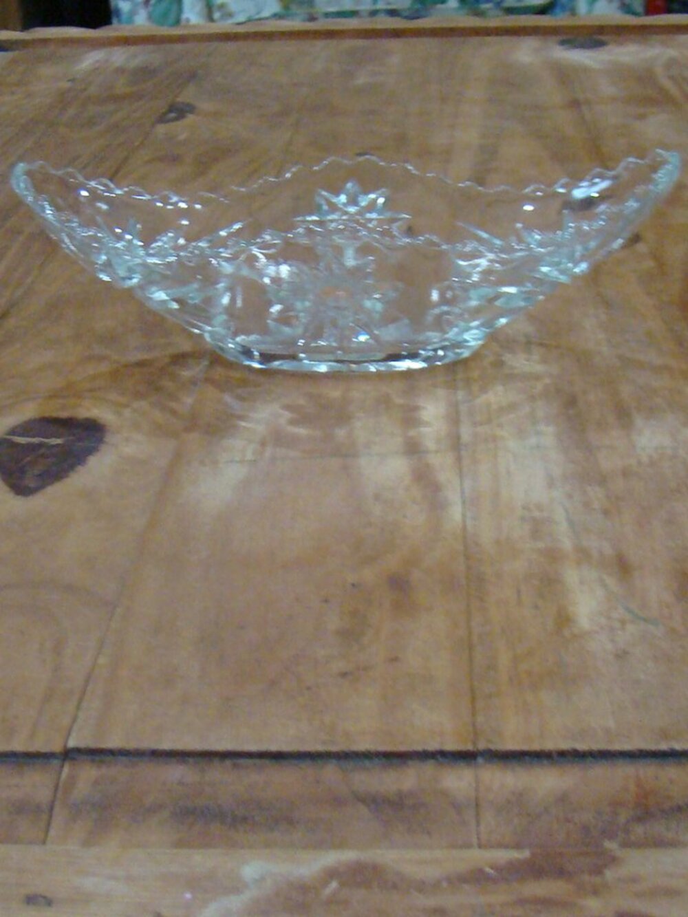 Star Of David Gondola Pressed Glass Dish / Oval Relish Dish